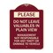 Signmission Do Not Leave Valuables in Plain View Management Not Responsible for ANY Theft, A-DES-BU-1824-23280 A-DES-BU-1824-23280 - alternate 1